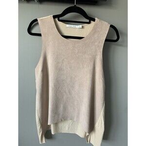 Bishop+Young Top Womens Medium Beige Brown Paulina Faux Suede Mauve Western boho